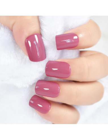 Uñas Postizas Cortas Cuadradas Brillantes Elevenail - 24 Piezas