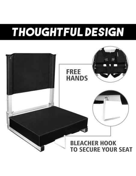 Silla Plegable Hikeen con Respaldo y Cojín para Estadio Silla Plegable Hikeen con Respaldo y Cojín para Estadio