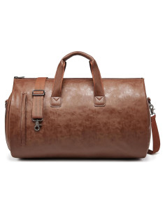 Bolsa de Garment de Cuero PU Marrón 50L 2 en 1 Impermeable