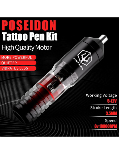 Kit de Tatuaje Inalámbrico POSEIDON con 20 Agujas y Tinta Kit de Tatuaje Inalámbrico POSEIDON con 20 Agujas y Tinta