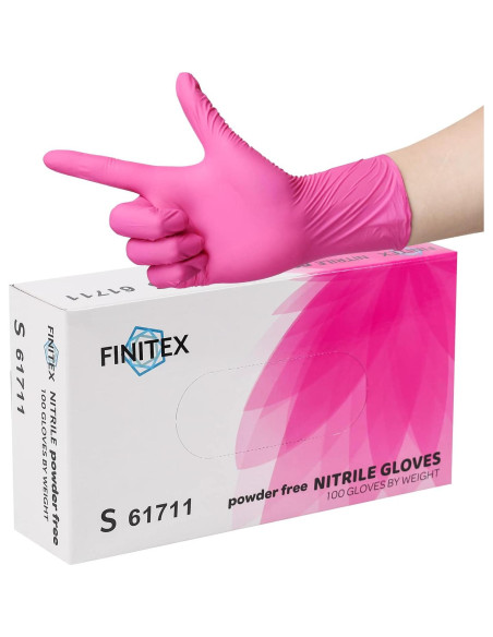 Guantes de Nitrilo Desechables FINITEX Rosa 100 Unidades 3.5mil Guantes de Nitrilo Desechables FINITEX Rosa 100 Unidades 3.5mil