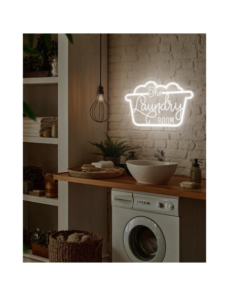 Letrero de Neón LED Lavandería MinIeoh 40.64x26.16cm USB Letrero de Neón LED Lavandería MinIeoh 40.64x26.16cm USB