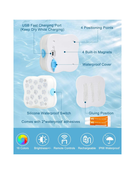 Luces de piscina sumergibles THINKKEEN RGB 2 Paquete LED Luces de piscina sumergibles THINKKEEN RGB 2 Paquete LED