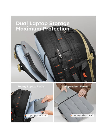 Mochila de Viaje Tolaccea 50L Expandible con Carga USB Mochila de Viaje Tolaccea 50L Expandible con Carga USB