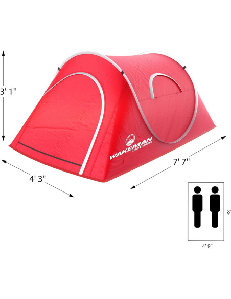 Tienda Pop-up para 2 Personas Wakeman, Resistente al Agua, Rojo Tienda Pop-up para 2 Personas Wakeman, Resistente al Agua, Rojo
