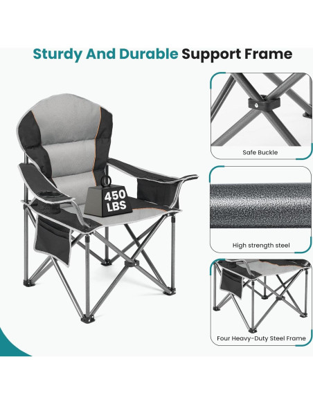Silla de Camping Plegable OLIXIS Alta Resistencia 204kg Silla de Camping Plegable OLIXIS Alta Resistencia 204kg