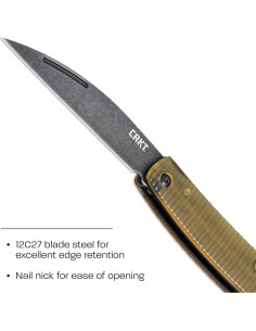 Cuchillo Plegable CRKT Forebear EDC 12C27 Mango Ultem 58mm 2