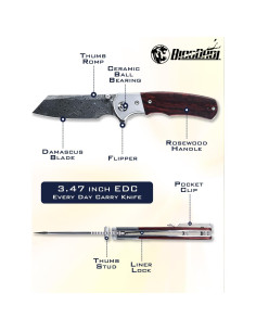 Cuchillo Plegable EDC BLOODHOL Damasco 20.19 cm Camping 2