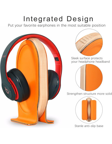 Soporte para Auriculares de Madera SAMDI Naranja Arce Universal