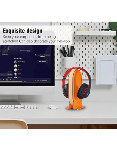Soporte para Auriculares de Madera SAMDI Naranja Arce Universal