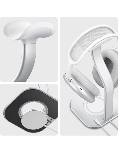 Soporte Premium para Auriculares Spigen Plata - Compatible con AirPods Max, Bose, Sony