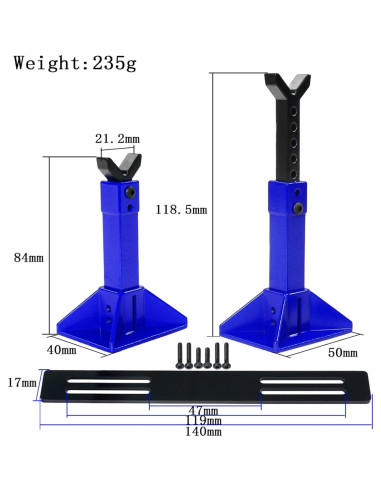 Soporte de Gato RC Metalico Azul 1/8 1/10 Traxxas Axial