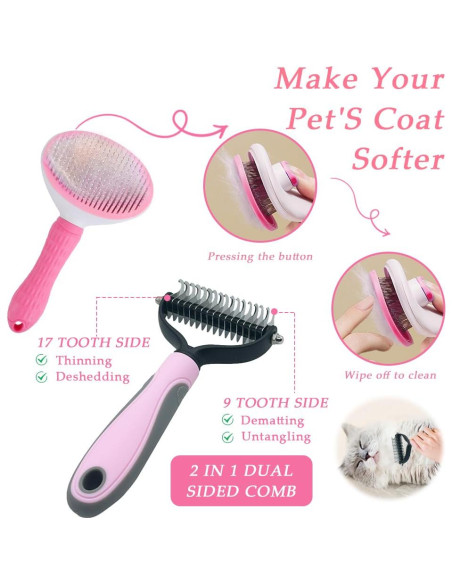 Kit de Cepillos para Mascotas SEILETOO 10 Piezas Cuidado Completo Kit de Cepillos para Mascotas SEILETOO 10 Piezas Cuidado Completo