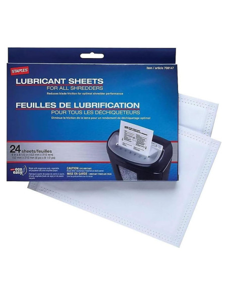 Hojas Lubricantes para Trituradoras STAPLES 24 Unidades Hojas Lubricantes para Trituradoras STAPLES 24 Unidades