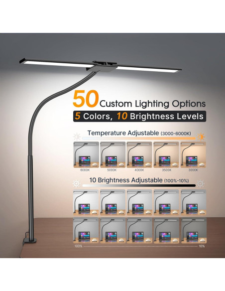 Lámpara de Escritorio LED Syrinx LDL022 - Brazo Flexible, 50 Modos Lámpara de Escritorio LED Syrinx LDL022 - Brazo Flexible, 50 Modos