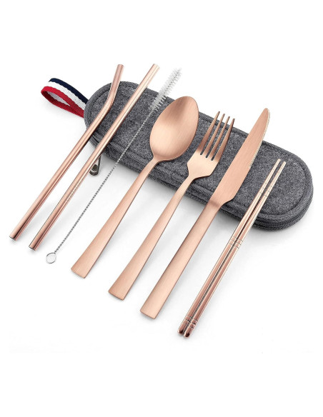 Set de Cubiertos Reutilizables E-far 8 Piezas Acero Inoxidable Set de Cubiertos Reutilizables E-far 8 Piezas Acero Inoxidable