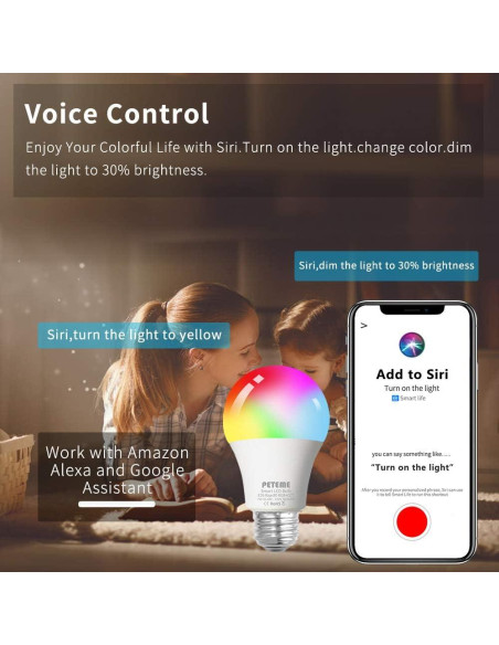 Bombilla Inteligente LED RGB WiFi Peteme E26 60W 1 Paquete Bombilla Inteligente LED RGB WiFi Peteme E26 60W 1 Paquete