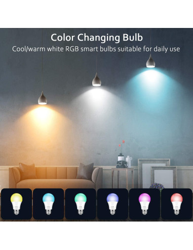 Bombilla Inteligente LED RGB WiFi Peteme E26 60W 1 Paquete
