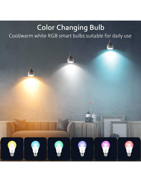Bombilla Inteligente LED RGB WiFi Peteme E26 60W 1 Paquete Bombilla Inteligente LED RGB WiFi Peteme E26 60W 1 Paquete