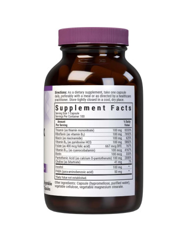 Complejo B Bluebonnet Nutrition 100 Cápsulas Veganas Sin Sabor