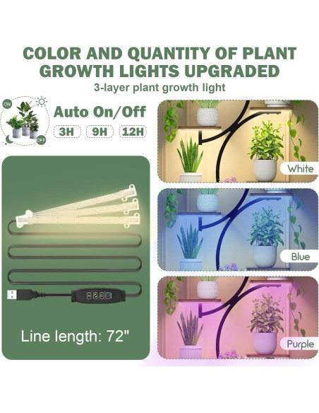 Soporte de Plantas XPIY 152 cm con Luces de Crecimiento 8 Niveles Soporte de Plantas XPIY 152 cm con Luces de Crecimiento 8 Niveles