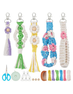 Kit de Llaveros de Macramé DIY INFUNLY - 5 Sets con Instrucciones