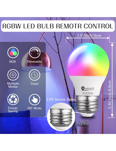Bombilla LED RGB Nawvace A50 5W 30 Colores Control Remoto Bombilla LED RGB Nawvace A50 5W 30 Colores Control Remoto