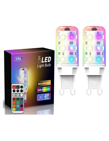 Bombillas LED G9 RGB Aegislogic 2W 12 Colores Control Remoto