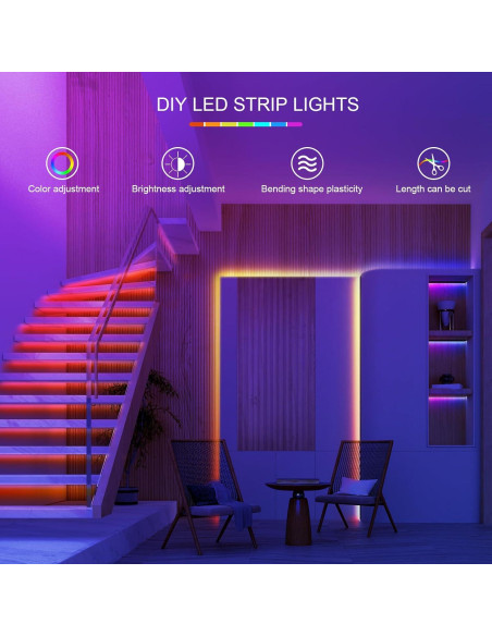 Tira de luz LED BUIESTUR 150 pies RGB con control remoto Tira de luz LED BUIESTUR 150 pies RGB con control remoto