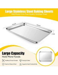 Bandeja para Hornear Homikit 40.6x30.5 cm Acero Inoxidable 2