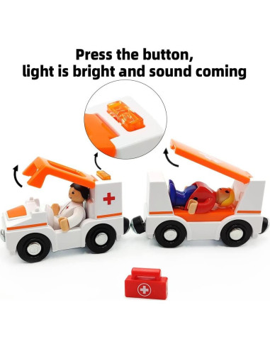 Juego de Trenes Magnéticos DSHMIXIA Ambulancia B con Luz y Sonido