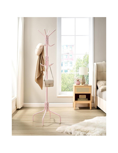 Perchero Independiente SONGMICS Rosa Gelatina 12 Ganchos Metal