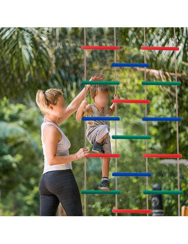 Escalera de Cuerda de Madera Natural NBLOVE 3 en 1 para Niños