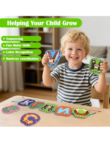 Tarjetas de Enhebrado Vodolo para Niños 3-5 Años, 26 PCS