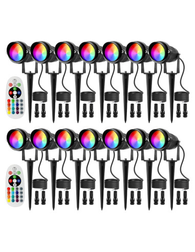 Luces de Paisaje LED RGBW Junview 10W 14 Piezas Impermeables