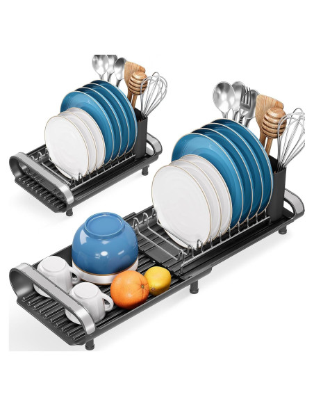 Escurridor de Platos Expandible TOOLF Negro Acero Inoxidable Escurridor de Platos Expandible TOOLF Negro Acero Inoxidable