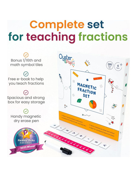 Conjunto de 180 Piezas de Fracciones Magnéticas Montessori Conjunto de 180 Piezas de Fracciones Magnéticas Montessori