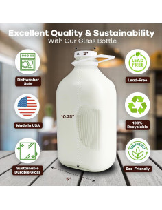 Botellas de Vidrio Reutilizables The Dairy Shoppe 64 oz - 2 Piezas 2