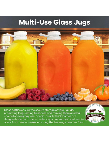 Botellas de Vidrio Reutilizables The Dairy Shoppe 64 oz - 2 Piezas Botellas de Vidrio Reutilizables The Dairy Shoppe 64 oz - 2 Piezas