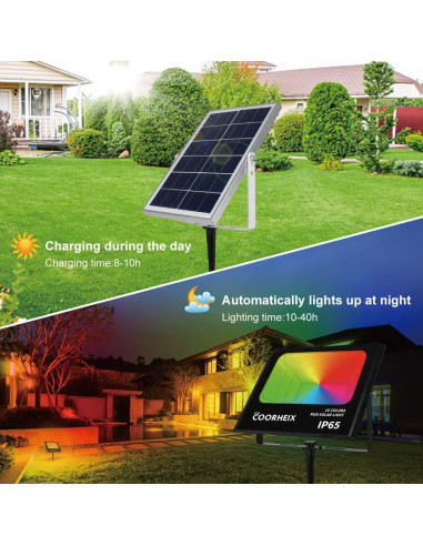 Luces de Inundación Solar RGBW XIEGAO 40W IP65 para Exteriores