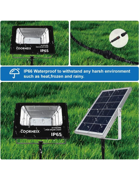 Luces de Inundación Solar RGBW XIEGAO 40W IP65 para Exteriores Luces de Inundación Solar RGBW XIEGAO 40W IP65 para Exteriores