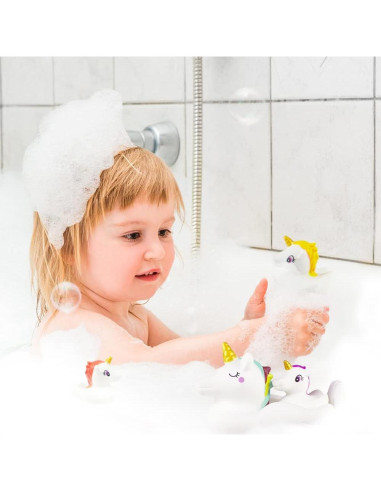 Juguetes de Baño Woby Unicornio 4 Piezas para Bebés 6-12 Meses