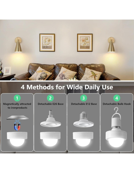 Bombillas LED RGB recargables Benju Lighting E26/E12 - 2 unidades Bombillas LED RGB recargables Benju Lighting E26/E12 - 2 unidades
