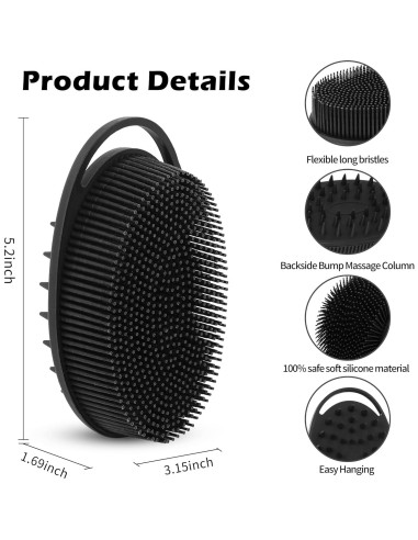 Cepillo Exfoliante de Silicona RSMKRH Negro Carbón 11.94x7.11cm