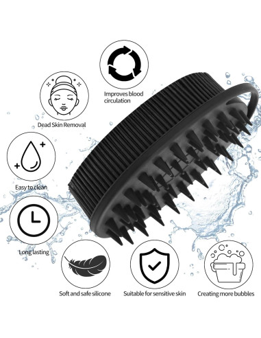 Cepillo Exfoliante de Silicona RSMKRH Negro Carbón 11.94x7.11cm