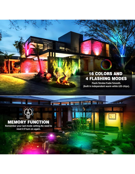 Luces de Paisaje LED RGBW Unirence 10W IP67 6 Piezas Luces de Paisaje LED RGBW Unirence 10W IP67 6 Piezas