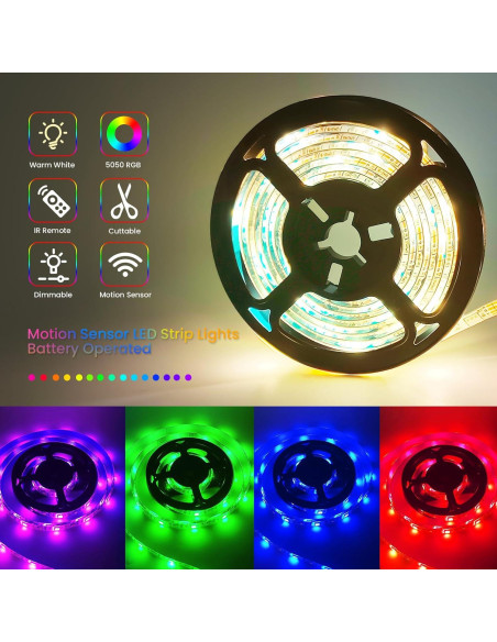Luces de tira LED con sensor de movimiento Litupshow 1.49m RGBW Luces de tira LED con sensor de movimiento Litupshow 1.49m RGBW
