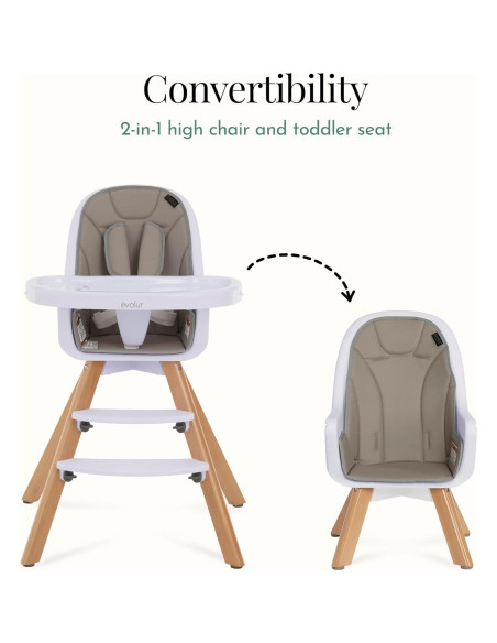 Silla Alta Convertible Evolur Zoodle 2 en 1 Gris Claro Silla Alta Convertible Evolur Zoodle 2 en 1 Gris Claro
