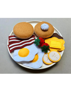 Juego de Desayuno de Pancakes de Fieltro 14 Piezas Montessori 2