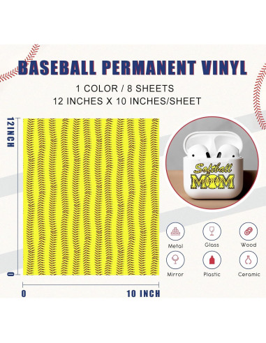 Vinilo Permanente Tintnut para Manualidades - 8 Hojas 30.48x25.4cm Amarillo